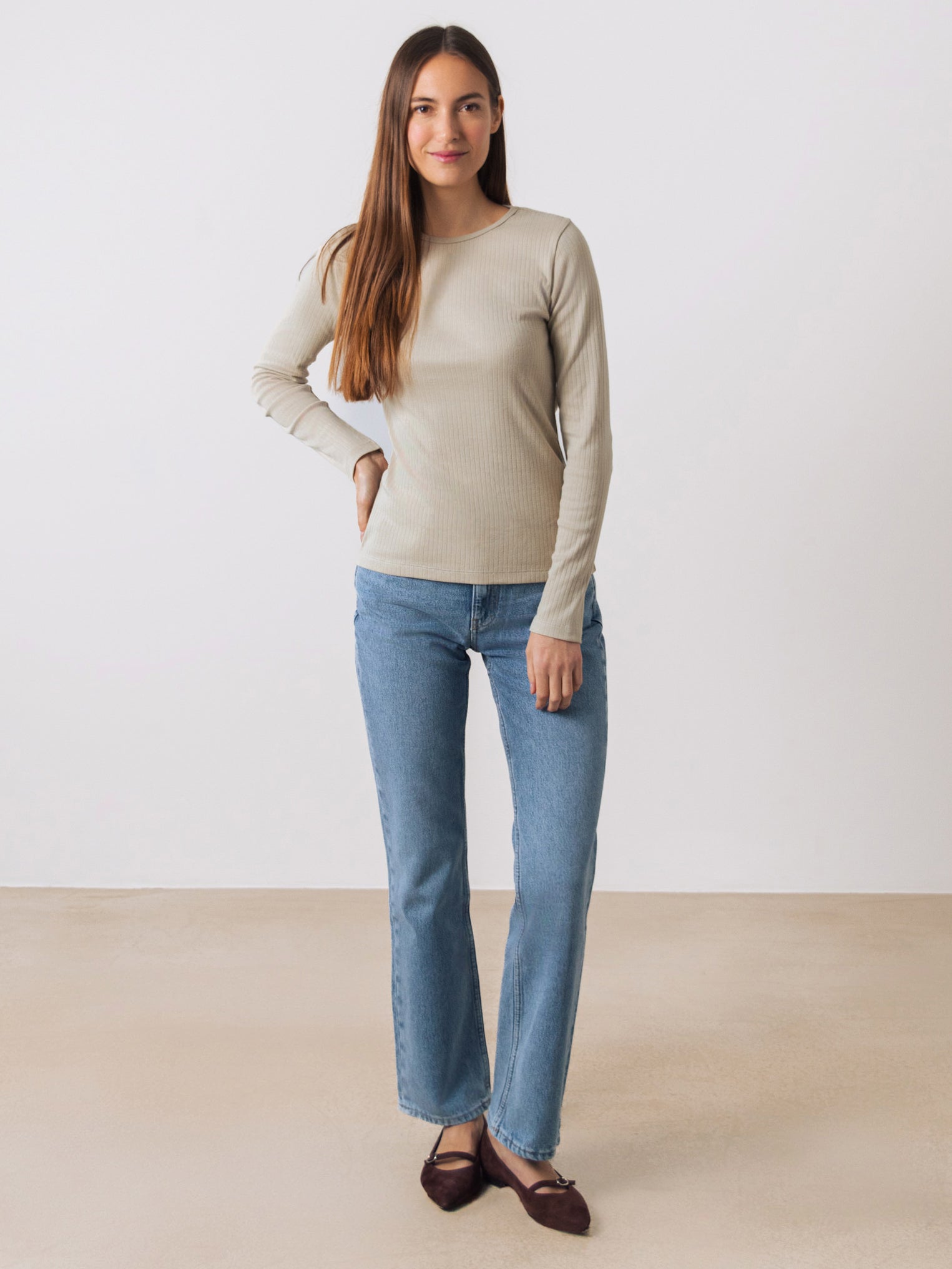 Geripptes Langarm Shirt